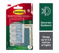3M Command Adhesive Hooks Light Clips Outdoor Hangs 10m String Lights (Pack of 8)