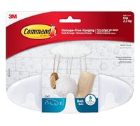 3M Command Bathroom Hook with Water Resistant Strips - Multi-Hook, White BATH21-ES