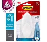 3M Command Bathroom Large Towel Hook with Water Resistant Strips│1pk│BATH17-ES