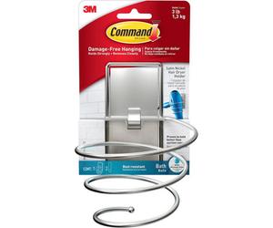 3M Command Command Bath Satin Nickel Hair Dryer Holder Bath39-Sn