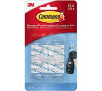 3M Command Command Clip Strips Clear Mini Hooks With Clear Strips, 17006Clr-P