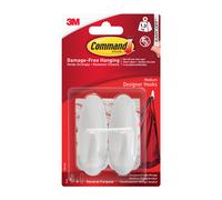 Command? Medium Designer Hook Strip 1 kg Holding Capacity White Pack of 2