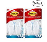 3M Command Hooks Bathroom Hooks With Water Resistant Strips Medium White 2PK New