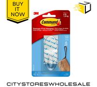 3M Command Large Clear Hook Adhesive Strip Damage-Free Wall Mounting Hook