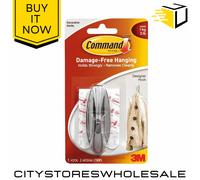 3M Command Medium Hook Brushed Nickel Chrome Damage-Free Hanging Designer Style