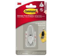 3M Command Metal Hook With Chrome Finish & Strips - Small - Damage Free Hanging