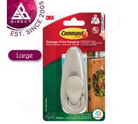 3M Command Outdoor Large Brushed Nickel Metal Hook│Holds Strongly Up to 2.2KG