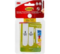 3M Command Picture Hanging Strips â Removable Hanging Strips for Large Picture Frames â Value Pack - 4 Pairs (Medium), 8 Pairs (Large)