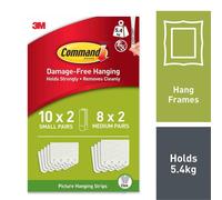 Command Picture Hanging Strips, Value Pack - 10 Pairs of Small (20 Strips), 8 Pairs of Medium (16 Strips) Adhesive Strips - for Pictures & Frames in Different Sizes - Damage Free Hanging