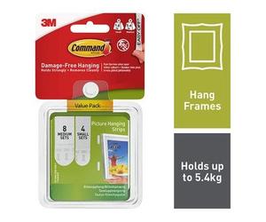 3M Command Removable Picture Hanging Strips│8 Large & 4 Medium Set│Easy to Apply
