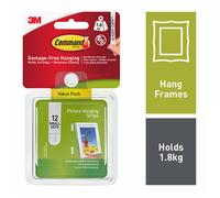 3M Command Small Picture Hanging Strips 12 Sets (17205-12) - Damage-Free, Nail-Free Frame Hangers (Holds up to 1.8 kg)