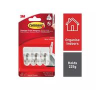 3M Command Small Wire Hooks With Command Adhesive Strips White (Pack 3) - 7100117747