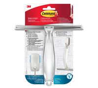 Command Stainless Steel Shower Squeegee and Satin Nickel Hook with 2 Water-Resistant Strips - Ideal for Mirror, Tile & Glass Door - Damage Free Hanging, Packaging may vary