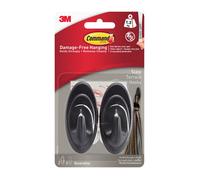 Command Slate Terrace Hooks, Pack of 2 Hooks 4 Medium Adhesive Strips - Damage Free Hanging - Holds up to 1.3kg