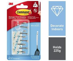 3M COMMAND WHITE CLEAR HOOKS AND DECORATING CLIPS INDOOR DECORATION DAMAGE FREE
