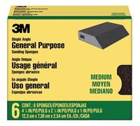 3M CP041-6P Sanding Sponge, 2.875-In by 4.875-In by 1-In, Medium Grit, 6-Sponges, Black