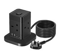 3M Cube Extension Lead with USB C, Hotimy 4 Way Plug Extension Socket with 4 USB (2 USB A & 2 USB C), Child Safety Extension Cord with Switch Black Power Strip for Home Desk Office