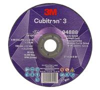 3M Cubitron 3 Cut and Grind Wheel, 94888, 36+, T27, 150 mm x 4.2 mm x 22.23 mm, EN, 10/Pack