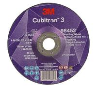 3M Cubitron 3 Depressed Center Grinding Wheel, 98452, 36+, T27, 150 mm x 7 mm x 22.23 mm, EN, 10/Pack