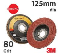 3M Cubitron II 967A 125mm (5") 65071 Flap Disc, 80 Grit - Flat (Box of 10)