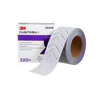 3M Cubitron II Hookit Clean Sanding Sheet Roll 34449, 320+ Grade, Feather Edging, Long Lasting, File Sheet, Multi-Hole Pattern, 70 mm x 12 m
