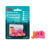 3M Disposable Earplugs, Hearing Protection for Events & Concerts, Mutli-Color, 32 NRR, 4-Pairs