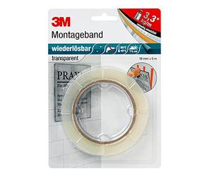 3M Double Coated Removable Foam Tape 4658F, 19 mm x 5 m, 0.8mm, 1 Roll | Double Sided Mounting Tape for Indoor and Outdoor Applications, Transparent