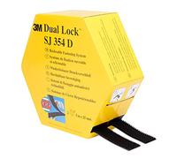 3M Dual Lock Reclosable Fastener SJ354D - Bonds Well To Many Low Surface Energy Materials (Polypropylene, Polyethylene) And Critical Paints -25mm X 10m, Engaged Thickness 5.7mm, Black (1 Pack)