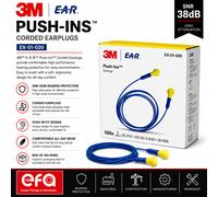 3M E-A-R Push-Ins EX-01-020 Corded Earplugs 100 Pairs SNR 38dB Hearing Protectio