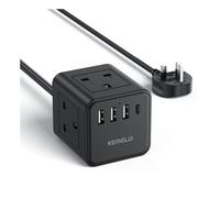 3M Extension Kemelo 4 Way (13A/3250W) Plug Socket with 3 USB & 1 USB C, Child Safety Power Strip for Home Desk Office