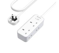 3M Extension Lead with 3 USB Slots, Mscien Shaver Plug Adaptor UK with 13A Fuse, 2 Way Extension Cable, Extension Cord 3 Metre with Wall Mountable for Electric Toothbrush Charger, Shaver (3250W).