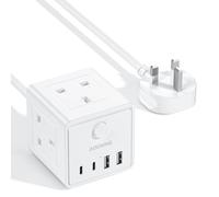 3M Extension Lead with 4 USB, 3 Way Multi Plug Extension Socket, Desktop Power Extension Cable for Home Office White