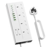 3M Extension Lead with USB C, 4 Way Outlets Multi Plug Extension with 8 USB Slots(4 Type C & 4 USB A), Overload Protection 3M Extension Cord with Switch Power Socket for Home Office 3250W 13A