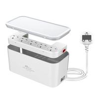 3M Extension Lead with USB Slots 5 Way Outlets 3 USB Ports Tidy Socket Extension with Overload Protection 3250W 13A Cord Power Strip Cable Management Box White