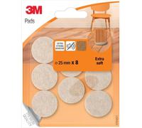 3M Felt Pads with Rounded Edges, 25 mm, Beige, UU003708524