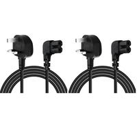 3M Figure 8 Power Lead for Samsumg TV, 2 Pin 90 Degree Right Angle IEC C7 Power Cable UK Plug Compatible with Samsung/Lg/Sony/Panasonic/Hisense/Sharp TV-Black (Pack of 2)
