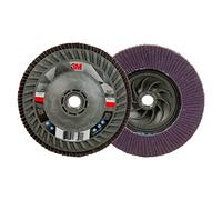 3M Flap Disc 769F, Type 27 Quick Change, 120+, 5 in x 5/8-11, High Performance Abrasive, Ceramic Precision-Shaped Grain Grinding and Finishing Disc, Carbon Steel, Stainless Steel
