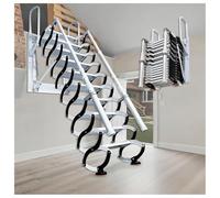 3m Folding Pull Down Attic Stairs，12 Steps Wall Mounted Loft Ladder, Retractable Loft Ladder with 2 Handrails, Capacity 350KG, Attic Stairs for Storehouse/Basement/Indoor/Attic (12 Steps)