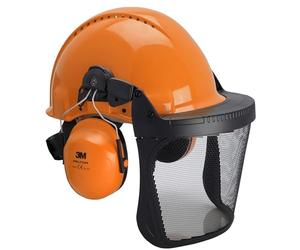 3M Forestry Combination, G3000 Orange Safety Helmet, H31 Earmuffs, FH1 Holder and 5C Mesh Faceshield, G3000NOR31FH15C