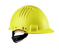 3M G3501MY High Heat Helmet, Ratchet, Dielectric Leather Sweatband, 440V, 53 cm-62 cm, Yellow