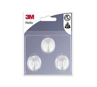 3M Ganci Permanenti Adesivi Small Oval Adhesive Hooks, White, Pack of 3
