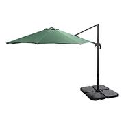 3m Green Octagon Parasol With Cross Base and 65mm Aluminium Pole Sun Shade Garden Outdoor Beach Patio Canopy Shelter Umbrella Cantilever