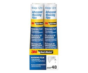 3M Hand Masker Advanced Masking Film, 8 Rolls, 48 in x 180 ft, Static Cling Keeps Film in Place, Prevents Liquids From Bleeding Through, Flake Resistant, For Indoors & Outdoors Use (AMF48-8C)