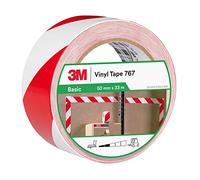 3M Hazard Marking Vinyl Tape 767i, 50 mm x 33 m, Red and White