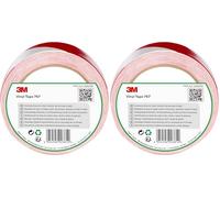 3M Hazard Marking Vinyl Tape 767i, 50 mm x 33 m, Red and White (Pack of 2)