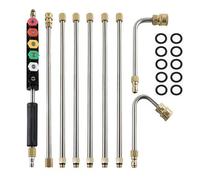 3M High Pressure Washer Extension Wand, Jet Cleaner Wash Extension Gun with 6 Spray Nozzle, Gutter Roof RV Camping Cleaner Rod with 1/4" Quick Connect&Curved Extension Rod (9PCS)