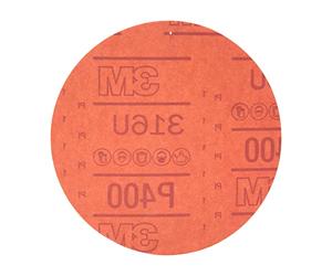 3M Hookit Red Abrasive Sanding Discs, 01218, No Hole, 6 in, 400+ Grade, Pack of 50 Discs, for Auto Sanding, Primer Sanding, E-Coat Sanding