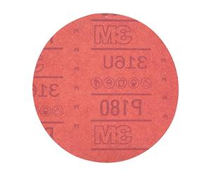 3M Hookit Red Abrasive Sanding Discs, 01222, No Hole, 6 in, 180+ Grade, Pack of 50 Discs, for Auto Sanding, Primer Sanding, E-Coat Sanding
