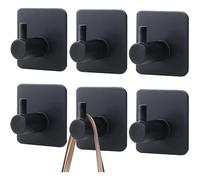 3m Hooks Heavy Duty Strong Adhesive Wall Hooks Command Hooks for Hanging Heavy Duty Towels Hangers 6 Pack Black Robe Hook (Black,6 Pack)