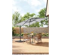 3M Large Square Canopy Rotatable Tilting Garden Rome Umbrella Cantilever Parasol with Square Fillable Base, Light Grey Living and Home Light Grey One Size